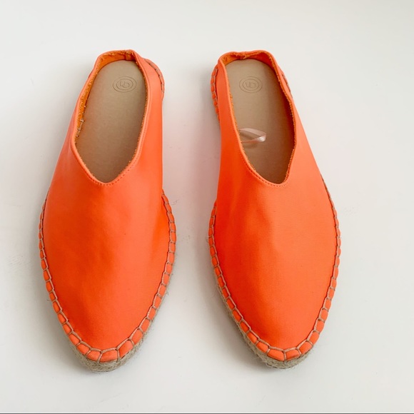 Urban Outfitters Neon Orange Espadrille Mules, Size 8 - Picture 3 of 6